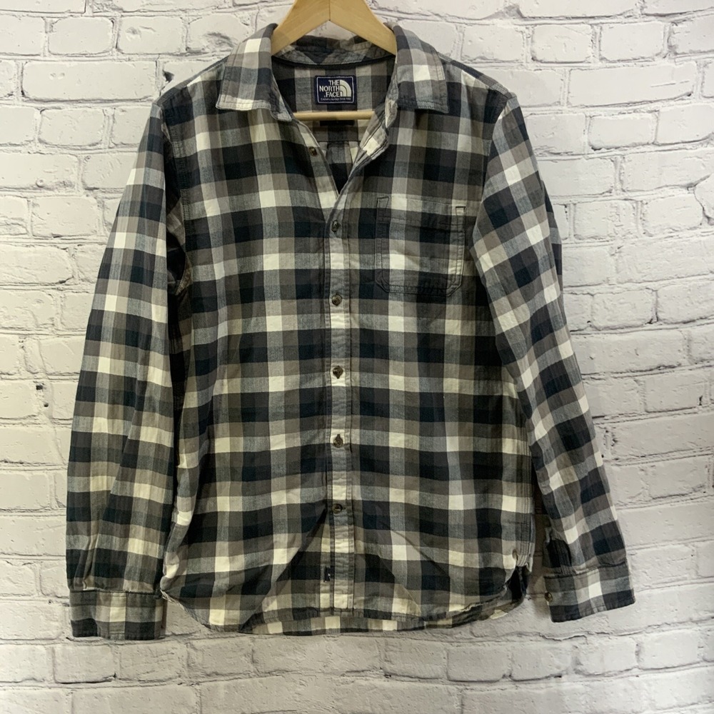 The North Face Button‎ Down Shirt Mens Sz S Black White Plaid